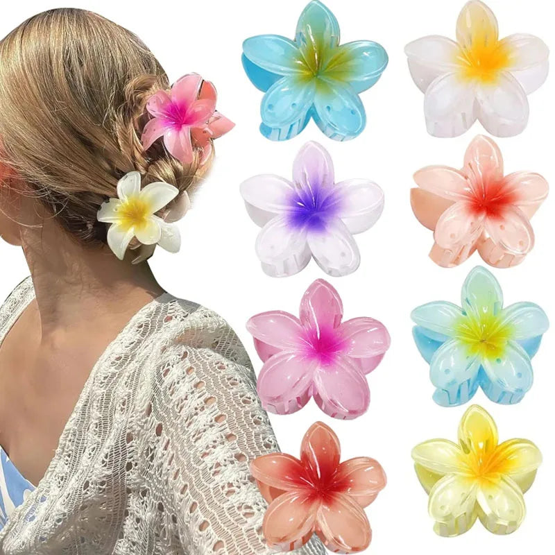 Hawaiian Flower Hair Claw Clips Large Claw For Thick And Thin Hair