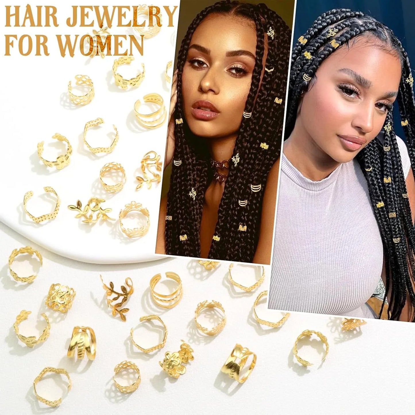 Hair Jewelry For Braids Braid Clips 60Pcs Dreadlock Accessories