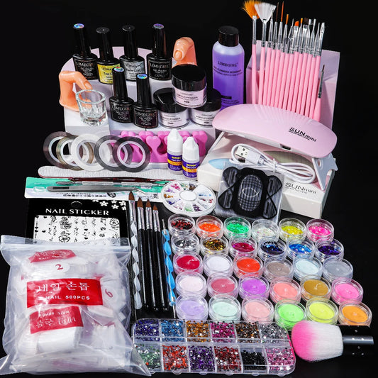 Acrylic Nail Kit for Beginners Powder and Liquid Set with Brushes