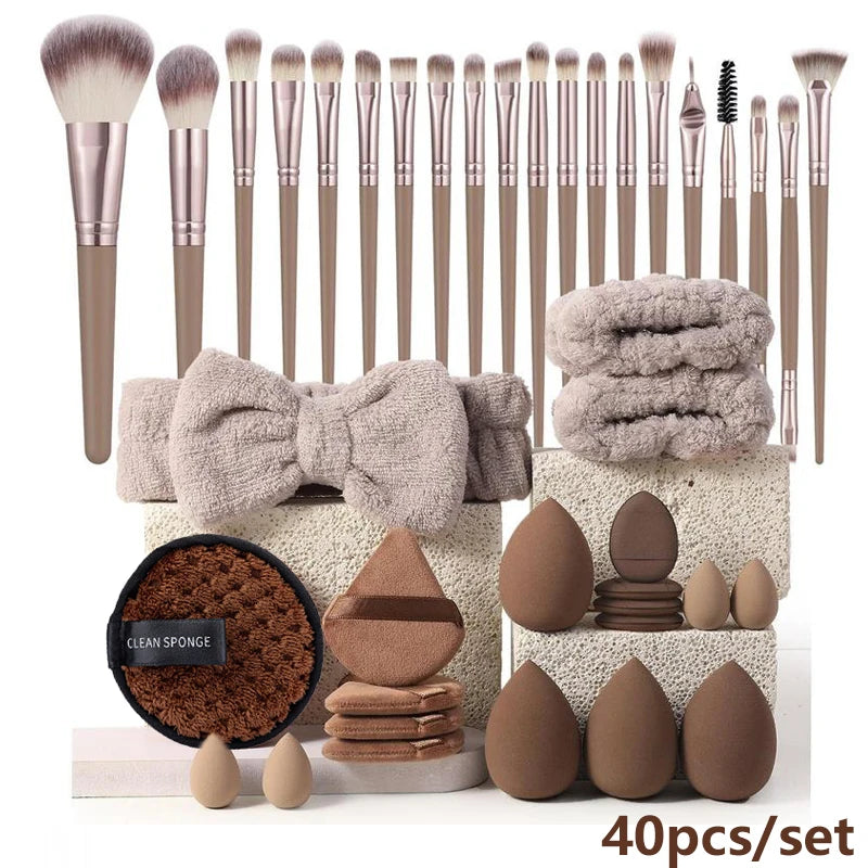 20 40 Piece Makeup Brush And Sponge Set Professional Tools
