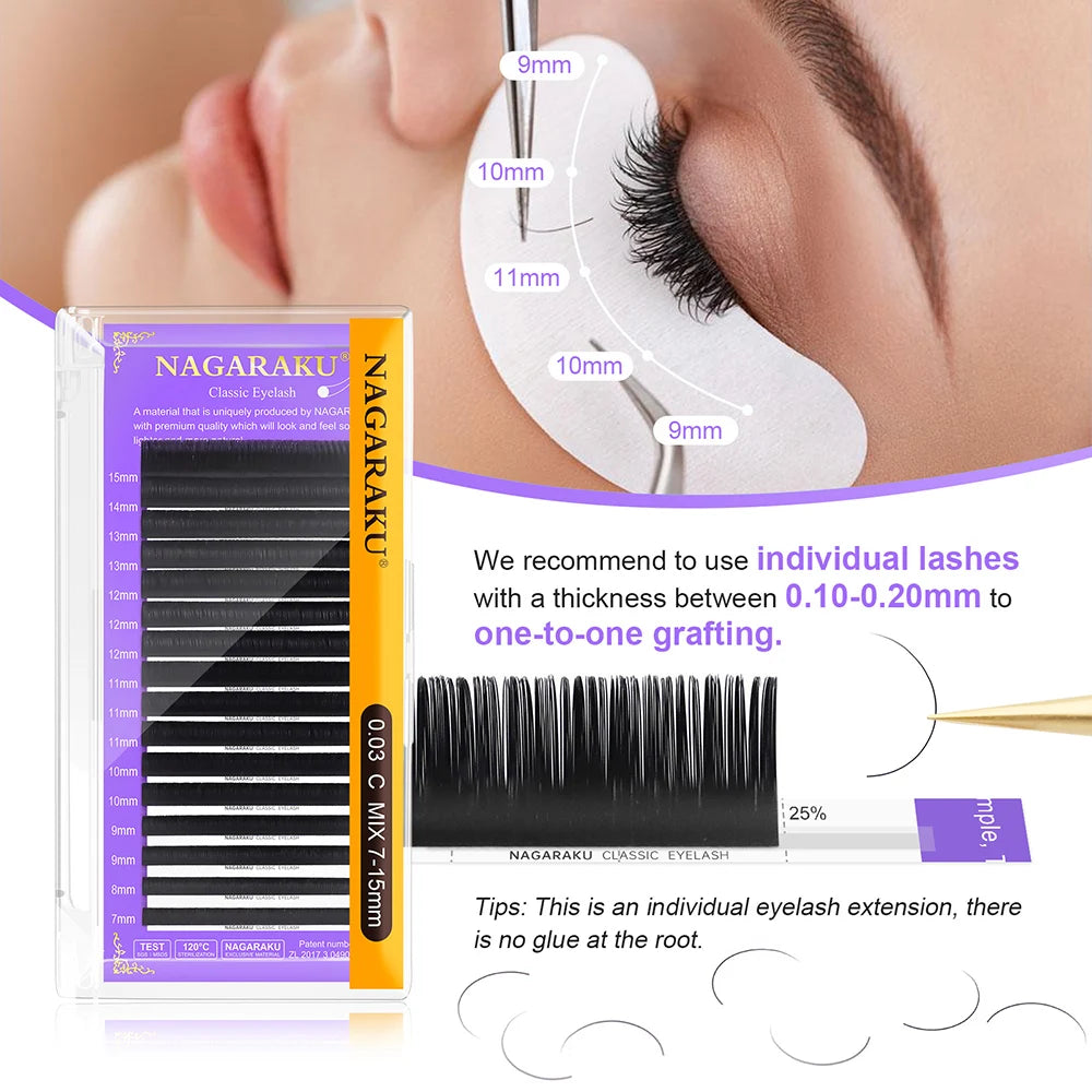 NAGARAKU Individual Eyelash Extension Lashes Soft Natural Synthetic Hair