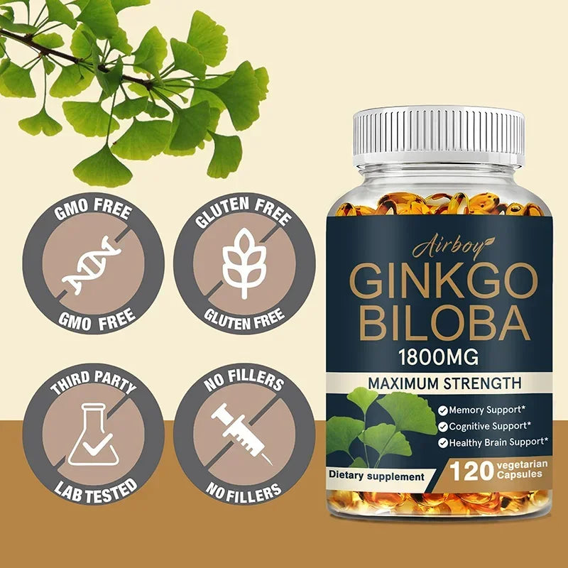 Organic Ginkgo Biloba Capsules Brand Xemenry Supports Brain Health