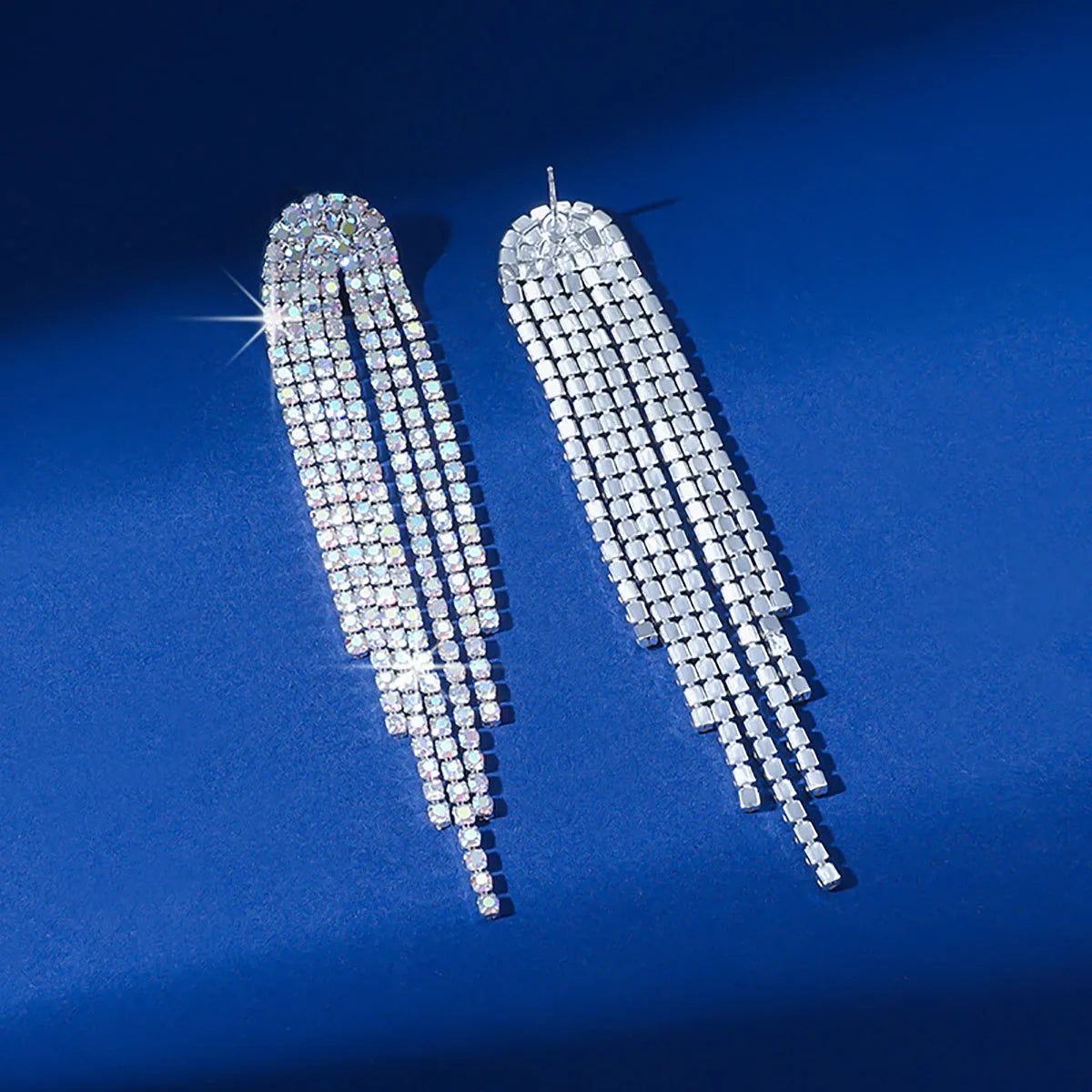 BLIJERYCN Crystal Tassel Drop Earrings For Women Bridal Party Jewelry