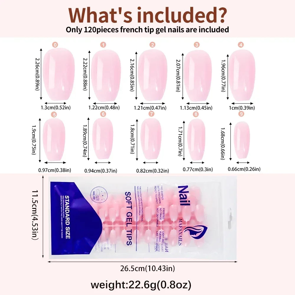 MingLee Coffin Press On Nails Set 120 Pieces Acrylic False Nails