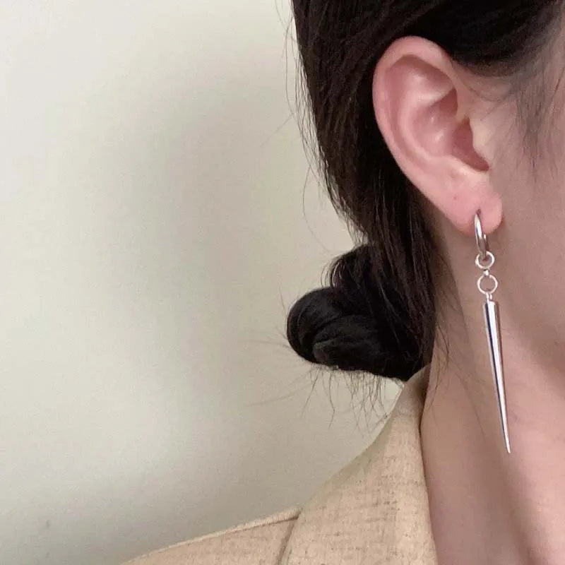 Gothic Rivet Drop Earrings Geometric Cone Pendant for Women Men