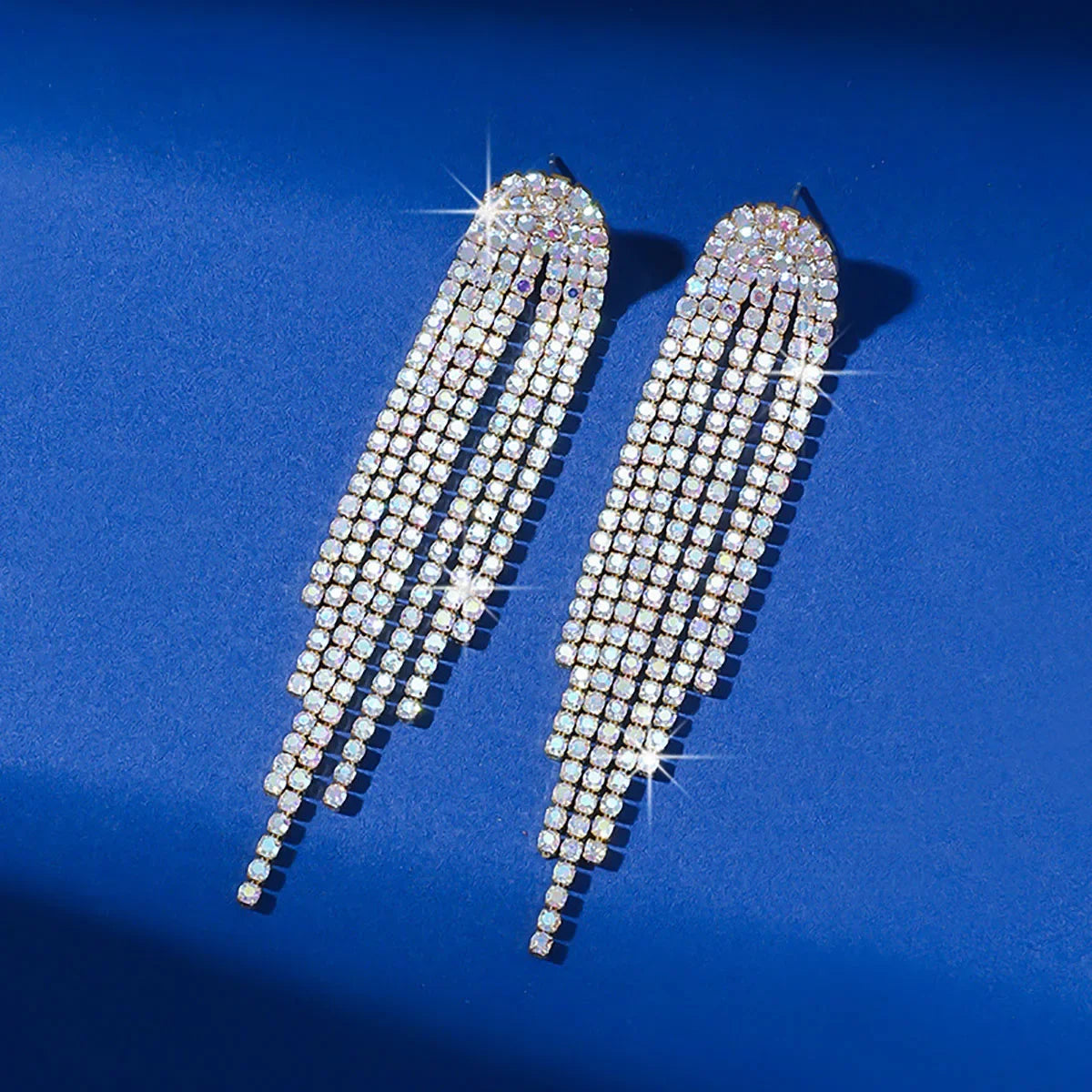 BLIJERYCN Crystal Tassel Drop Earrings For Women Bridal Party Jewelry