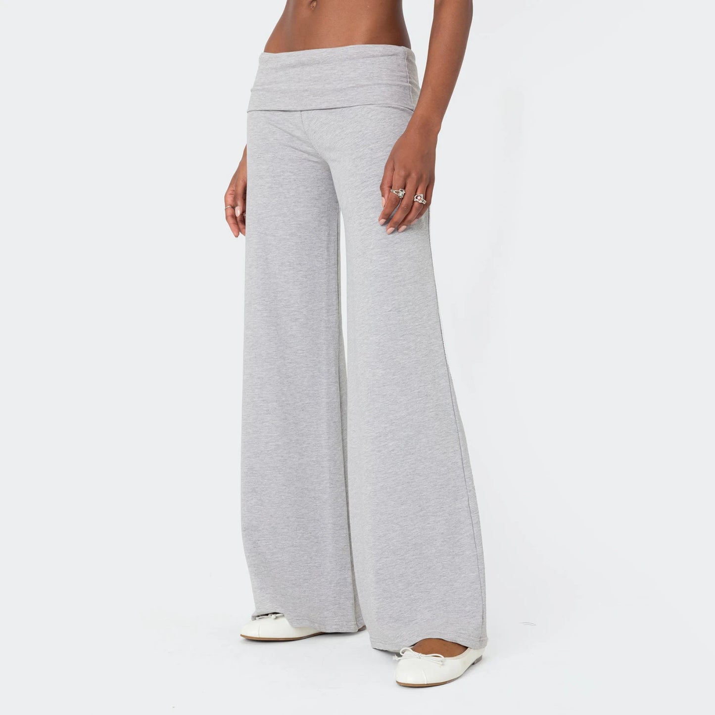 XBTCLXEBCOCN Casual Wide Leg Sweatpants For Women Fold Over Lounge Pants