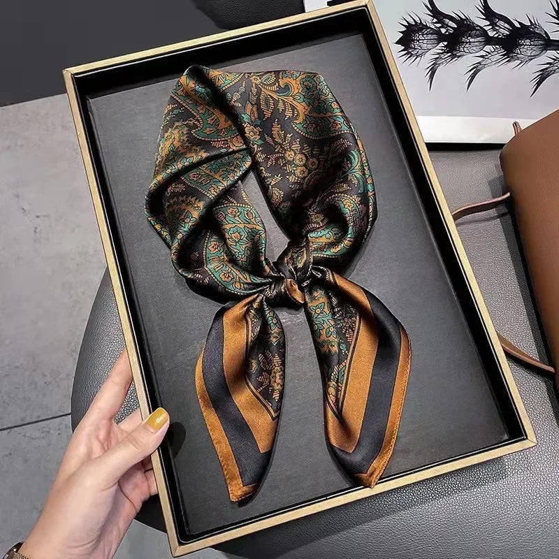 HYKMAIYW Satin Hair Scarf For Women Printed Square Headscarves