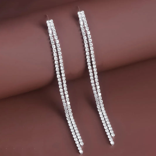 BLIJERYCN Crystal Tassel Drop Earrings For Women Bridal Party Jewelry