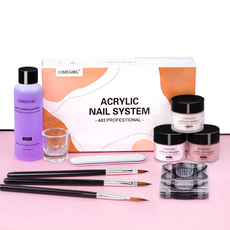 Acrylic Nail Starter Kit With Powder And Liquid And Brushes
