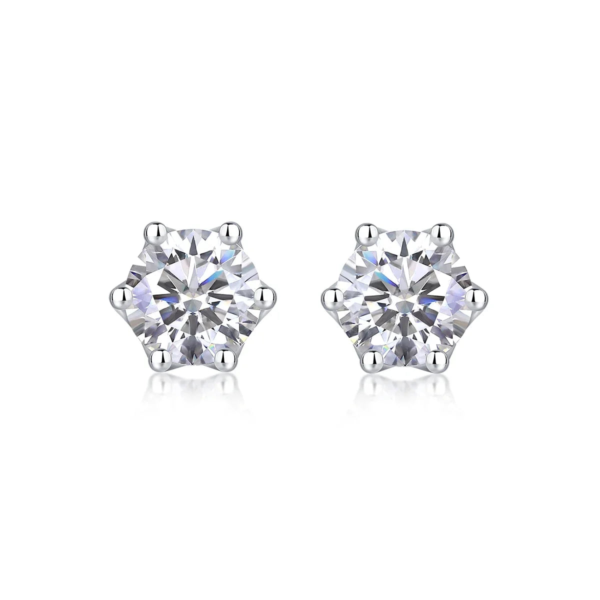 Jiuzuan Moissanite Hollow Stud Earrings 925 Silver 18K Gold Plated