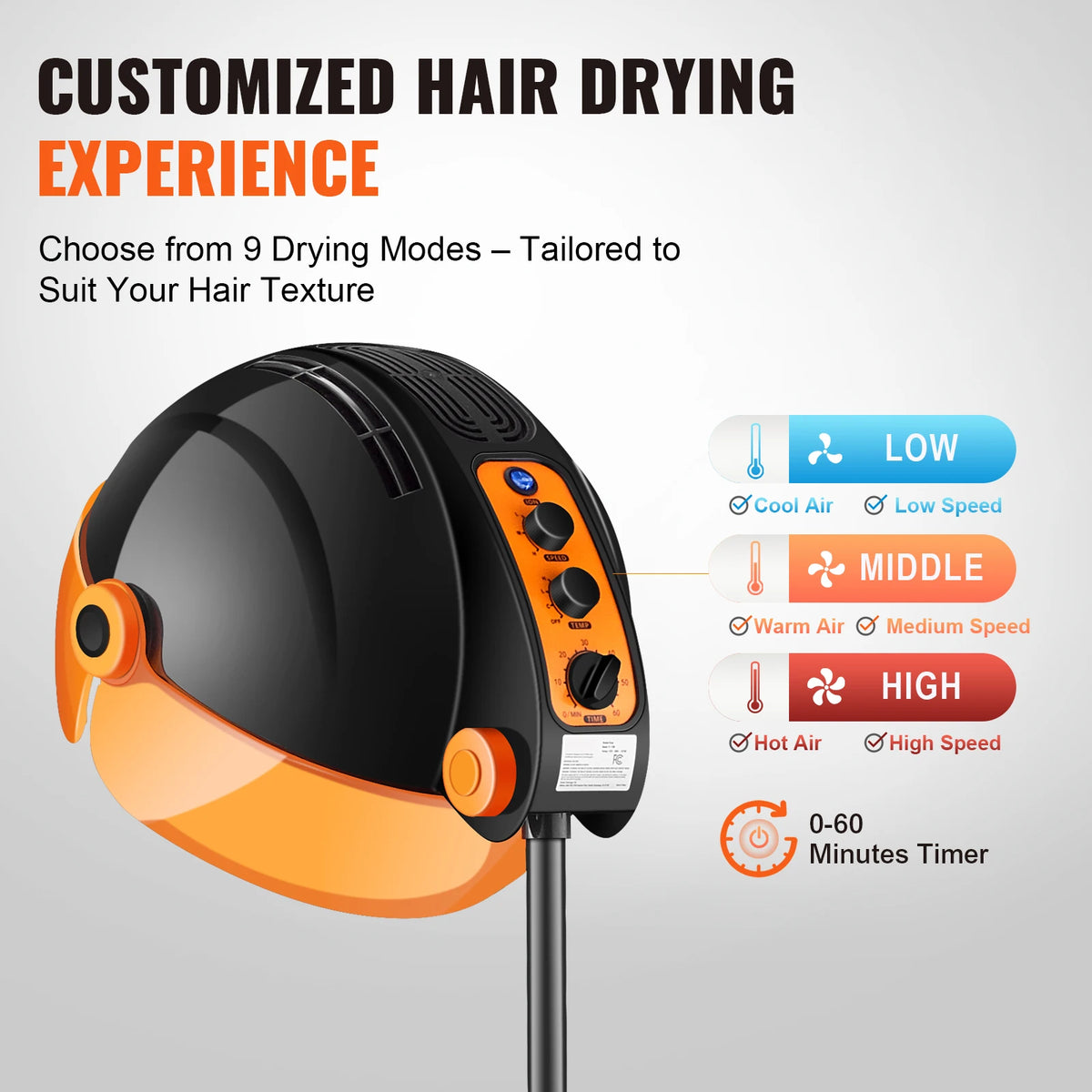 SucceBuy Ionic Bonnet Hair Dryer With Adjustable Rolling Stand