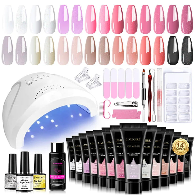 Poly Extension Gel Nail Kit With USB Lamp For Beginner