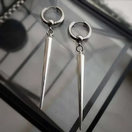 Gothic Rivet Drop Earrings Geometric Cone Pendant for Women Men