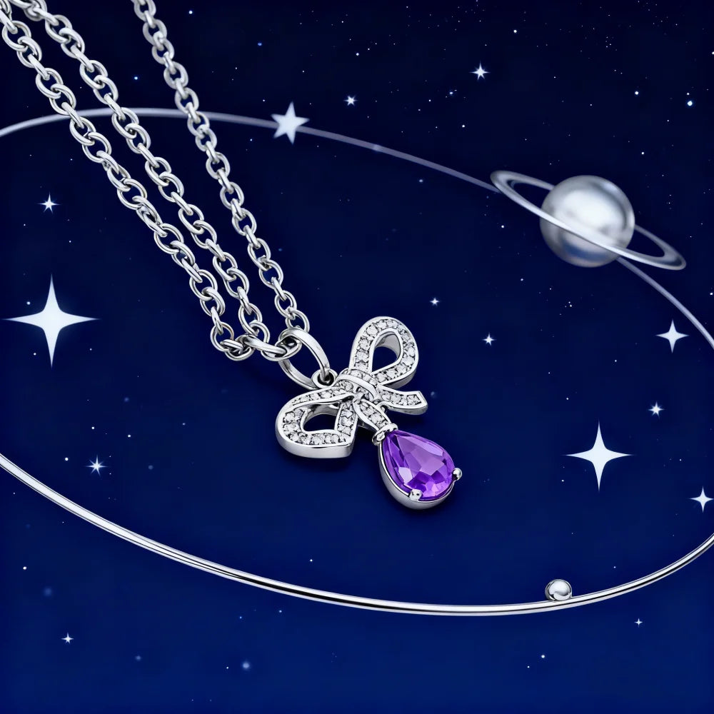 NONECN Octavie Bow 925 Silver Necklace For Women Jewelry