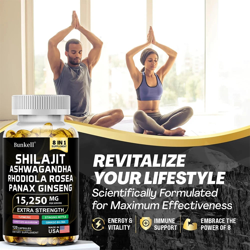 Bunkell Shilajit Capsules With Ginseng Ashwagandha Turmeric